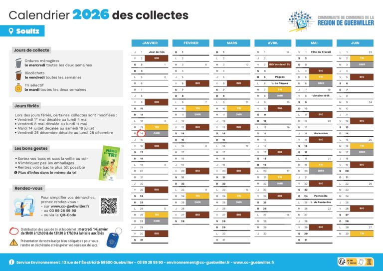 Distributions de sacs de tri et de biodéchets : calendrier 2026