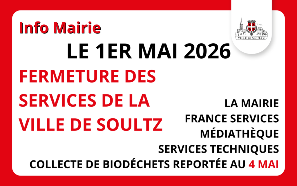 Fermeture des Services de la Mairie – 1er mai 2026