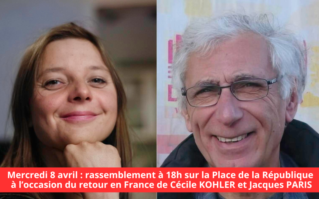 Rassemblement à l&rsquo;occasion du retour en France de Cécile KOHLER et Jacques PARIS
