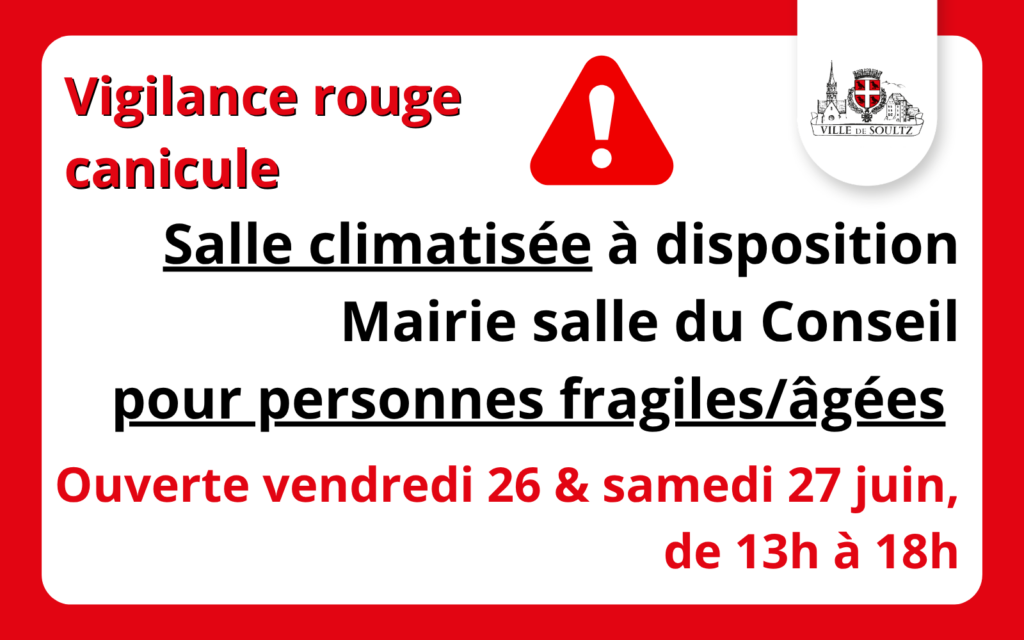 Vigilance rouge canicule : mise à disposition d’une salle climatisée