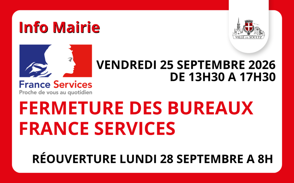 FERMETURE FRANCE SERVICES – 25/09 (après-midi)